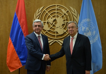 ՀՀ նախագահը հանդիպել է ՄԱԿ-ի գլխավոր քարտուղարին. անդրադարձ է կատարվել ղարաբաղյան հակամարտության կարգավորման գործընթացին. ԼՈՒՍԱՆԿԱՐՆԵՐ