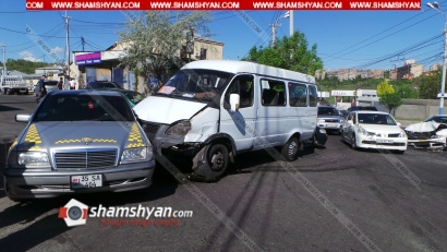 Խոշոր ավտովթար Երևանում. բախվել են Mercedes-ները, Skoda-ն և թիվ 58 երթուղին սպասարկող մարդատար Газель-ը. կա վիրավոր. երթևեկությունը վերածվել է «աջաբ սանդալի». ՖՈՏՈՌԵՊՈՐՏԱԺ, ՏԵՍԱՆՅՈՒԹ