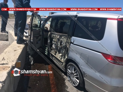 Ավտովթար Արագածոտնի մարզում բուժքույրը Honda Elysion–ով բախվել է բետոնե արգելապատնեշներին. կան վիրավորներ. ՖՈՏՈՌԵՊՈՐՏԱԺ