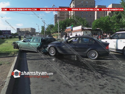 Խոշոր ու շղթայական ավտովթար Երևանում. բախվել են Toyota Altezza-ն ու BMW-ն, BMW-ն էլ կայանված Mercedes-ին ու Opel-ին, Toyota Altezza-ն էլ բախվել է կայանված BMW-ին. ՖՈՏՈՌԵՊՈՐՏԱԺ, ՏԵՍԱՆՅՈՒԹ