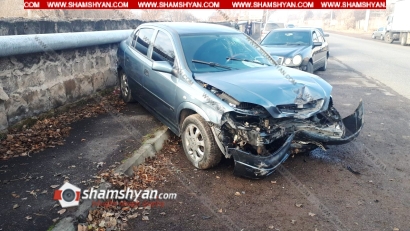 Ավտովթար Կոտայքի մարզում. բախվել են Mitsubishi Pajero io-ն և Opel Astra-ն. վերջինը հայտնվել է հետիոտնի համար նախատեսված մայթին. կա վիրավոր. ՖՈՏՈՌԵՊՈՐՏԱԺ