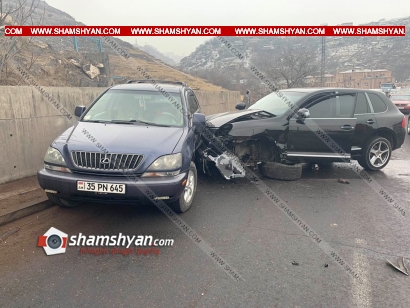 Խոշոր ավտովթար Երևանում. Սարալանջի նորակառույց ճանապարհին բախվել են Porsche Cayenne-ը, Lexus-ը, և BMW-ն. ավտոմեքենաները վերածվել են մետաղե ջարդոնի. ՖՈՏՈՌԵՊՈՐՏԱԺ, ՏԵՍԱՆՅՈՒԹ