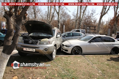 Ավտովթար Երևանում. բախվել են BMW-ն ու Nissan X-Trail-ը. Nissan-ը մասամբ հայտնվել է կանաչ գոտում. ՖՈՏՈՌԵՊՈՐՏԱԺ, ՏԵՍԱՆՅՈՒԹ