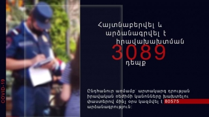 Հուլիսի 9․ Ստուգումներով հայտնաբերվել է օրինախախտման 3089 դեպք, խախտումների ընդհանուր թիվը 80575 է