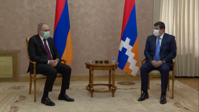 Ստեփանակերտում ՀՀ վարչապետ Նիկոլ Փաշինյանը հանդիպել է Արցախի նախագահ Արայիկ Հարությունյանի հետ․ ՏԵՍԱՆՅՈՒԹ