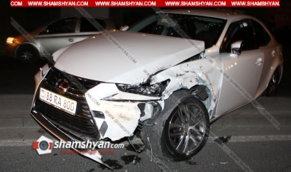 Ավտովթար Երևանում. բախվել են Lexus-ն ու BMW-ն, BMW-ն էլ բախվել է կայանված ավտոմեքենային ու շինության պատին. կա վիրավոր. ՖՈՏՈՌԵՊՈՐՏԱԺ, ՏԵՍԱՆՅՈՒԹ