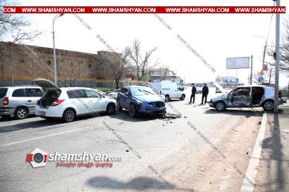 Խոշոր ավտովթար Երևանում. Թբիլիսյան խճուղում բախվել են Subaru-ն, Nissan-ը, Opel-ն ու Нива-ն. կա 5 վիրավոր. օպերատիվ են գործել փրկարարները, բժիշկներն ու ճանապարհային ոստիկանները. ՖՈՏՈՌԵՊՈՐՏԱԺ, ՏԵՍԱՆՅՈՒԹ