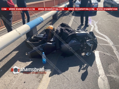 Երևանում՝ Դավիթաշենի կամրջի վրա, բախվել են Mercedes-ն ու Honda մոտոցիկլը. մոտոցիկլավարը  տեղափոխվել է  հիվանդանոց. ՖՈՏՈՌԵՊՈՐՏԱԺ