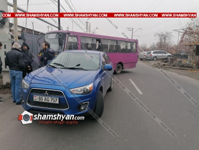 Ավտովթար Երևանում. բախվել են թիվ 55 երթուղին սպասարկող ավտոբուսն ու Mitsubishi-ն. կա վիրավոր. ՖՈՏՈՌԵՊՈՐՏԱԺ