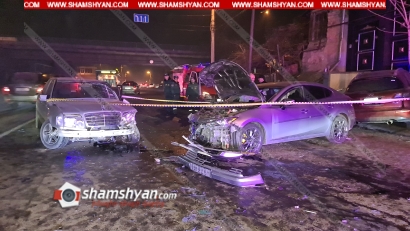 Խոշոր ավտովթար՝ Երևանում. Սարի Թաղի կամրջի հարևանությամբ բախվել են Mazda-ն ու Mercedesը և կայանված Infiniti-ն, կան վիրավորներ. ՖՈՏՈՌԵՊՈՐՏԱԺ, ՏԵՍԱՆՅՈՒԹ