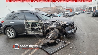 Ավտովթար Երևանում. բախվել են Infiniti-ն և կանչով հրդեհի վայր մեկնող հրշեջ ավտոմեքենան. կա վիրավոր. ՖՈՏՈՌԵՊՈՐՏԱԺ, ՏԵՍԱՆՅՈՒԹ