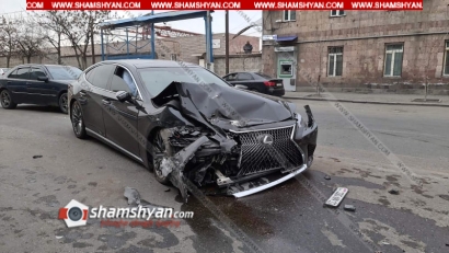 Խոշոր ավտովթար Երևանում. բախվել են Lexus  LS500-ն ու Toyota Camry-ն. կա վիրավոր. օպերատիվ են գործել Երևանի գնդի պարեկները. ՖՈՏՈՌԵՊՈՐՏԱԺ, ՏԵՍԱՆՅՈՒԹ