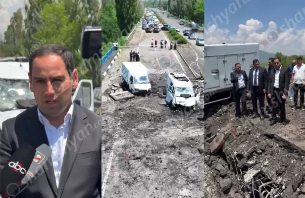 ՏԿԵ նախարար Դավիթ Խուդաթյանը Երևան-Սևան ավտոճանապարհի Կոտայքի մարզի վարչական տարածքում՝ կայծակից փլուզված կամրջի վայրում ծանոթացավ կատարվող աշխատանքներին ու պատասխանատուներին տվեց հանձնարարականներ. ՖՈՏՈՌԵՊՈՐՏԱԺ, ՏԵՍԱՆՅՈւԹԵՐ